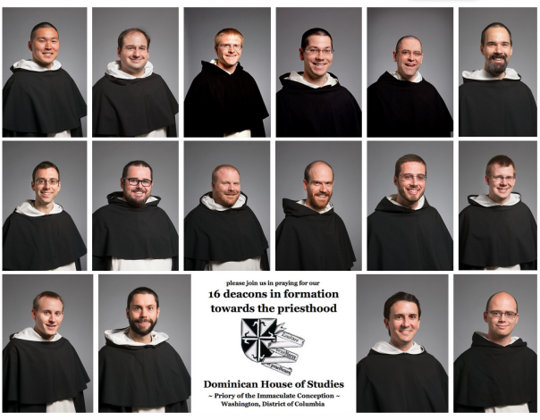 16 transitional deacons currently in formation at the Dominican House of Studies